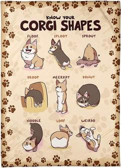 Know Your Corgi Shapes Corgi Bed Throw Blanket Gift for Dog Lover - Thegiftio UK