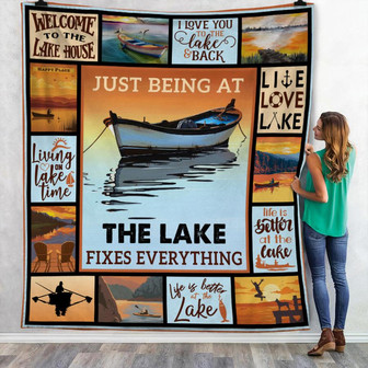 Lake Fixes Everything Fleece Blanket Throw Blanket Christmas Throw Blanket - Thegiftio UK