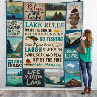 Lake Rules Fleece Blanket Throw Blanket Christmas Throw Blanket - Thegiftio UK