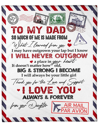 Letter To My Dad, I Love You Always And Forever,Fleece Blanket Gift For Father Family Home Decor Bedding Couch Sofa Soft - Thegiftio UK
