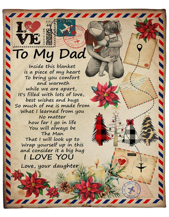 Letter To My Dad Fleece Blanket, Love Air Mail New York Gift For Dad From Daughter Birthday Gift Home Decor - Thegiftio