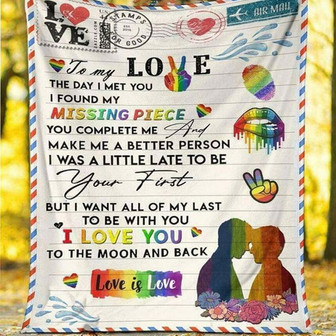 Lgbt Pride To My Love The Day I Met You I Found My Missing Piece Soft Fleece Blanket Home Decor Bedding Couch Sofa Soft - Thegiftio UK