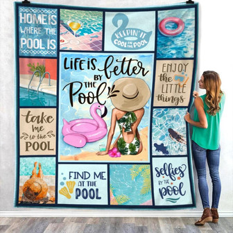 Life Better Pool Fleece Blanket Throw Blanket Christmas Throw Blanket - Thegiftio UK