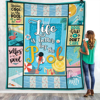 Life Is Better By The Pool Fleece Blanket Throw Blanket Christmas Throw Blanket - Thegiftio UK