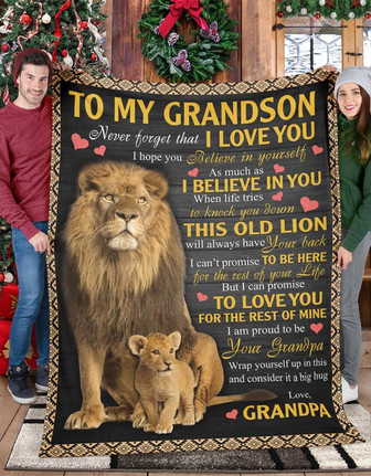 Lion Blanket - To My Grandson Blanket from Grandpa -Never Forget That I Love You Blanket - Thegiftio UK