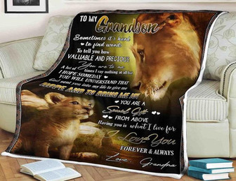 Lion blanket to my grandson to tell you how valuable and precious you are to me hope Gift For Christmas - Thegiftio UK
