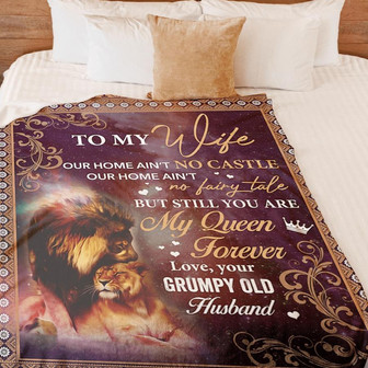 Lion Couple To My Wife Our Home Ain't No Castle Blanket Gift for Wife From Husband Birthday Gift Home Decor - Thegiftio UK