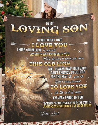 Lion Dad To My Loving Son Never Forget That I Love You Blanket Gift For Son From Dad Birthday Gift Home Decor - Thegiftio UK