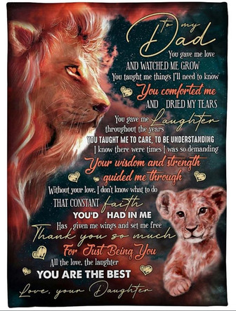 Lion To My Dad Thank You So Much Blanket Gift For Dad From Daughter Birthday Gift Home Decor Bedding Couch Sofa Soft - Thegiftio UK