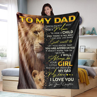 Lion Fleece s To My Dad from Daughter for Couch Bedroom Sofa Summer Positive Encourage and Love Blankets - Thegiftio