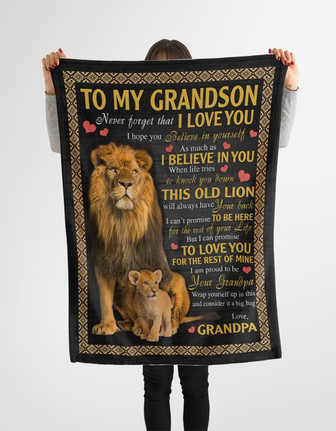 Lion To My Grandson I Am Proud To Be Your Grandpa Blanket Gift For Grandson From Grandpa Birthday Gift Home Decor - Thegiftio UK