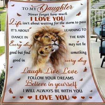 Lion Love To My Daughter Follow Your Dreams Fleece Blanket, Gift For Daughter Birthday Gift Home Decor Bedding Couch - Thegiftio UK