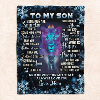 Lion Mom To My Son I Always Love You Snow Blanket Gift For Son From Mom Birthday Gift Home Decor Bedding Couch Sofa Soft - Thegiftio