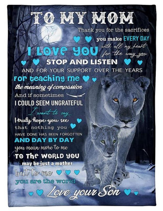 Lion To My Mom Thank You For The Sacrifices Moon Blanket Gift For Mom From Son Birthday Gift Home Decor Bedding Couch - Thegiftio UK