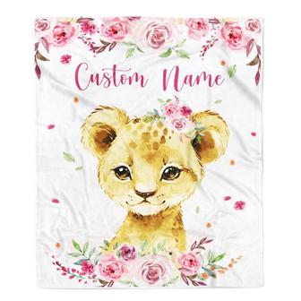 Lion Newborn Pink Flower Blanket For Girl Daughter Granddaughter Niece Birthday Christmas Blanket - Thegiftio UK