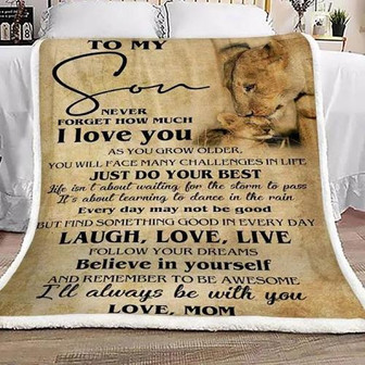 Lion To My Son Laugh Love Live Fleece Blanket Gift For Son From Mom Home Decor Bedding Couch Sofa Soft And Comfy Cozy - Thegiftio UK