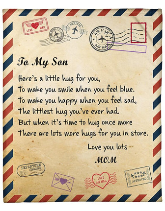Love Mail Envelope Style To My Son Fleece Blanket Gift For Son From Mom Birthday Gift Home Decor Bedding Couch Sofa Soft - Thegiftio UK
