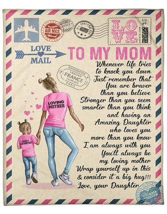 Love Mail To My Mom Fleece Blanket, Immigration Arrived France Paris Gift For Mom From Daughter Birthday Gift Home Decor - Thegiftio