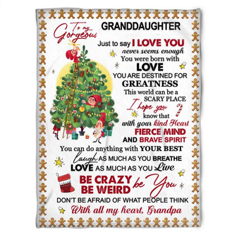 Merry Christmas To My Granddaughter Just To Say I Love You Never Seems Enough Fleece Blanket Gift From Grandpa - Thegiftio UK