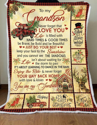 Merry Christmas To My Grandson Never Forget That I Love You Fleece Blanket Gift Idea For Christmas Home Decor - Thegiftio UK