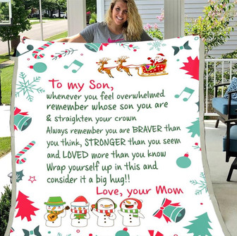 Merry Christmas To My Son Wrap Yourself Up In This And Consider It A Big Hug Fleece Blanket Gift From Mom To Son - Thegiftio UK