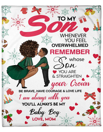 Merry Christmas To My Son You'll Always Be My Baby Boy Fleece Blanket Gift From Mom To Son Gift For Christmas Home Decor - Thegiftio