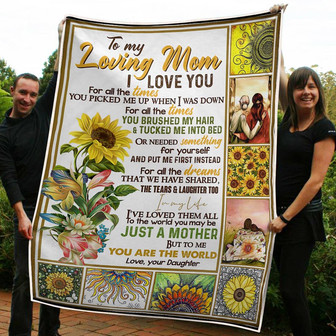 To My Mom Beautiful Sunflower You Are The World Gift From Daughter Fleece Blanket Gift For Christmas - Thegiftio UK