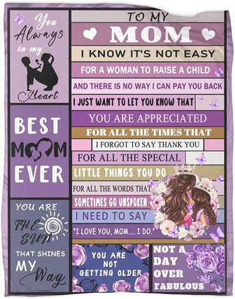 To My Mom Blanket from Daughter Mother's Day Flower Butterfly Throw Blankets for Couch Bedroom Sofa Warm Blanket Positive Encourage and Love - Thegiftio