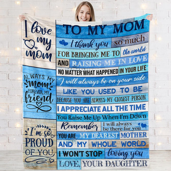 To My Mom Blanket - Blanket for Mom from Daughter - Blue Throw Blanket Gifts for Mother Day Christmas Sofa Couch - Thegiftio UK