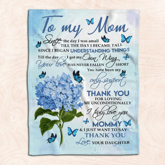 To My Mom Blue Hydrangeas Fleece Blanket Family Gift Home Decor Bedding Couch Sofa Soft And Comfy Cozy - Thegiftio UK