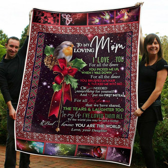 To My Mom Christmas Time You Are The World Gift From Daughter Fleece Blanket Gift For Christmas, Home Decor - Thegiftio UK