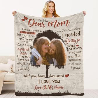 To My Mom Custom Blanket from Daughter Son,Throw Blanket with Pictures & Names Change,Gifts for Birthday - Thegiftio