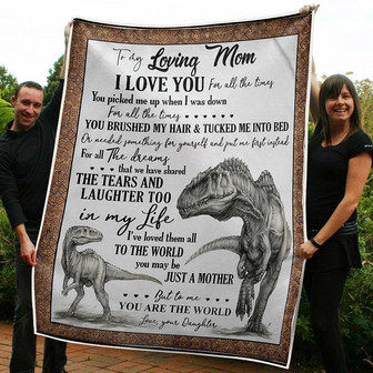 To My Mom Dinosaurs You Are The World Gift From Daughter Fleece Blanket Gift For Christmas, Home Decor - Thegiftio UK