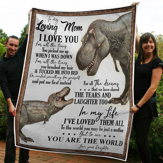 To My Mom Dinosaurs To Me You Are The World Gift From Daughter Fleece Blanket Gift For Christmas, Home Decor - Thegiftio UK