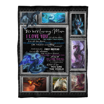 To My Mom Dragon You Are The World Gift From Children Fleece Blanket Gift For Christmas, Home Decor - Thegiftio UK