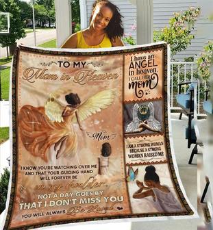 To My Mom In Heaven Fleece Blanket, Black mother, mother and daughter, loss of mom, African American mom, Mother's day 2022 - Thegiftio UK