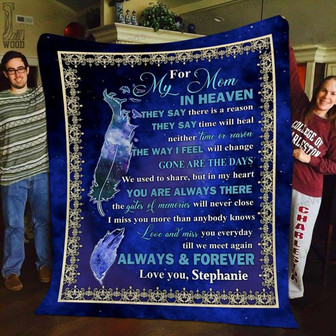 For My Mom In Heaven Memory Blanket / Mom Memorial Blanket / Angel Mom Blanket / Mom Remembrance Blanket / Sympathy Gift For Loss Mom - Thegiftio UK