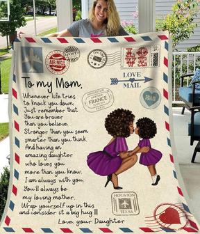 To My Mom Letter Blanket, Mothers Day Gift Blanket, Gift For Black Mom Blanket, Gift From Daughter, Black Mom Daughter Blanket - Thegiftio UK