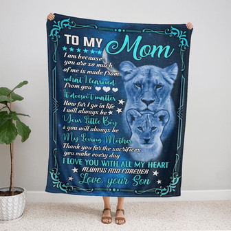 To My Mom Lion Son Fleece Blanket Family Gift Home Decor Bedding Couch Sofa Soft And Comfy Cozy - Thegiftio UK