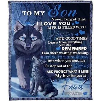 Mom Love Wolf To My Son My Love For You Fleece Blanket Gift For Birthday Son From Mom Home Decor Bedding Couch Sofa Soft - Thegiftio UK