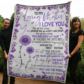 To My Mom Purple Sunflower You Are The World Gift From Daughter Fleece Blanket Gift For Christmas - Thegiftio UK