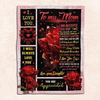 To My Mom Rose Daughter Fleece Blanket Family Gift Home Decor Bedding Couch Sofa Soft And Comfy Cozy - Thegiftio UK