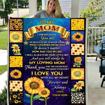My Mom from Son Fleece Blanket - Sunflowers Blanket for Mom from Son - Thegiftio UK