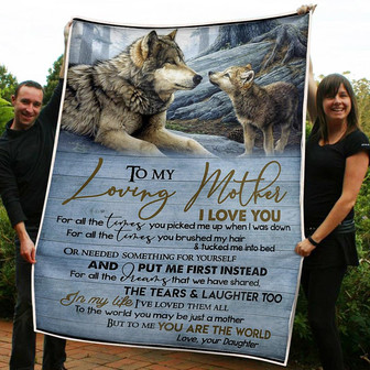 To My Mom Wolves In The Wood You Are The World Gift From Daughter Fleece Blanket Gift For Christmas - Thegiftio UK