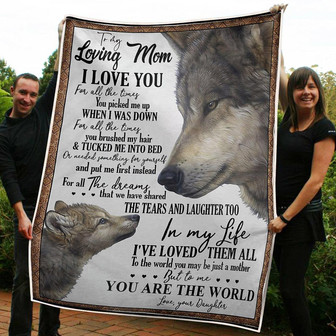 To My Mom Wolves You Are The World Gift From Daughter Fleece Blanket Gift For Christmas, Home Decor - Thegiftio UK