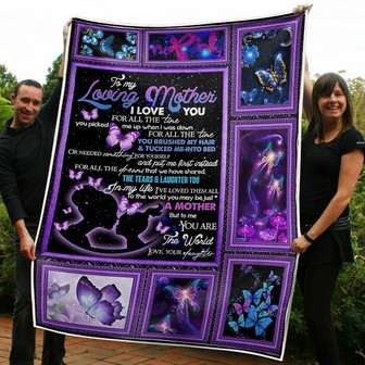 To My Mom You Are The World Gift From Daughter For Butterfly Lovers Fleece Blanket Gift For Christmas - Thegiftio UK