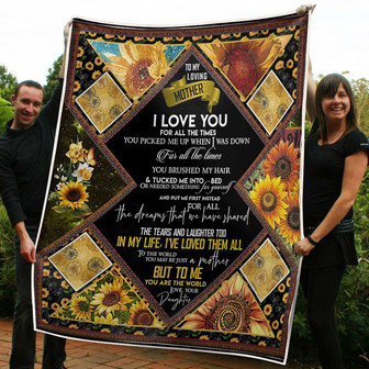 To My Mom You Are The World Sunflower Lover Gift From Daughter Fleece Blanket Gift For Christmas, Home Decor - Thegiftio UK