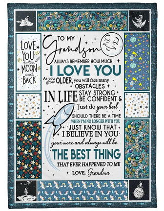 Moon Space To My Grandson Always Remember How Much I Love You The Best Thing Gift From Grandma Fleece Blanket - Thegiftio