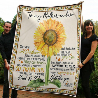 To My Mother In Law Sunflower Warmth And Kindness Gift From Daughter In Law Fleece Blanket - Thegiftio UK