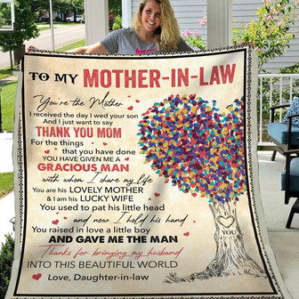 To Mother-In-Law Thanks For Bringing My Husband Into This World - Blanket - Thegiftio UK